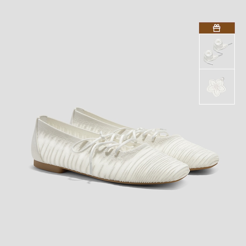 Square-Toe Lace-Up Mary Janes (Miley), White, EU38 | VIVAIA