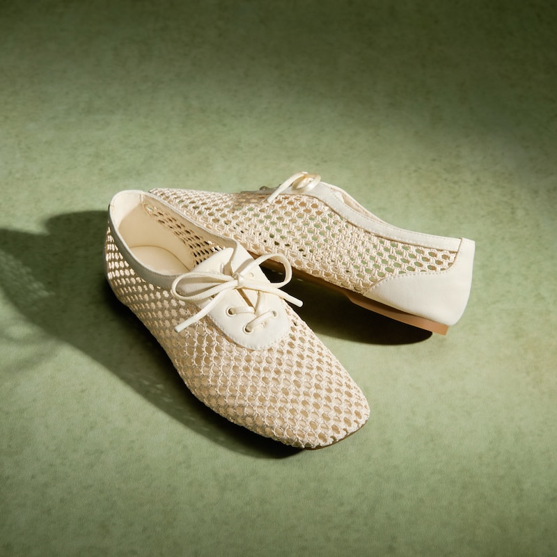 Square-Toe Mesh Flats (Carey), Cream, EU40 | VIVAIA