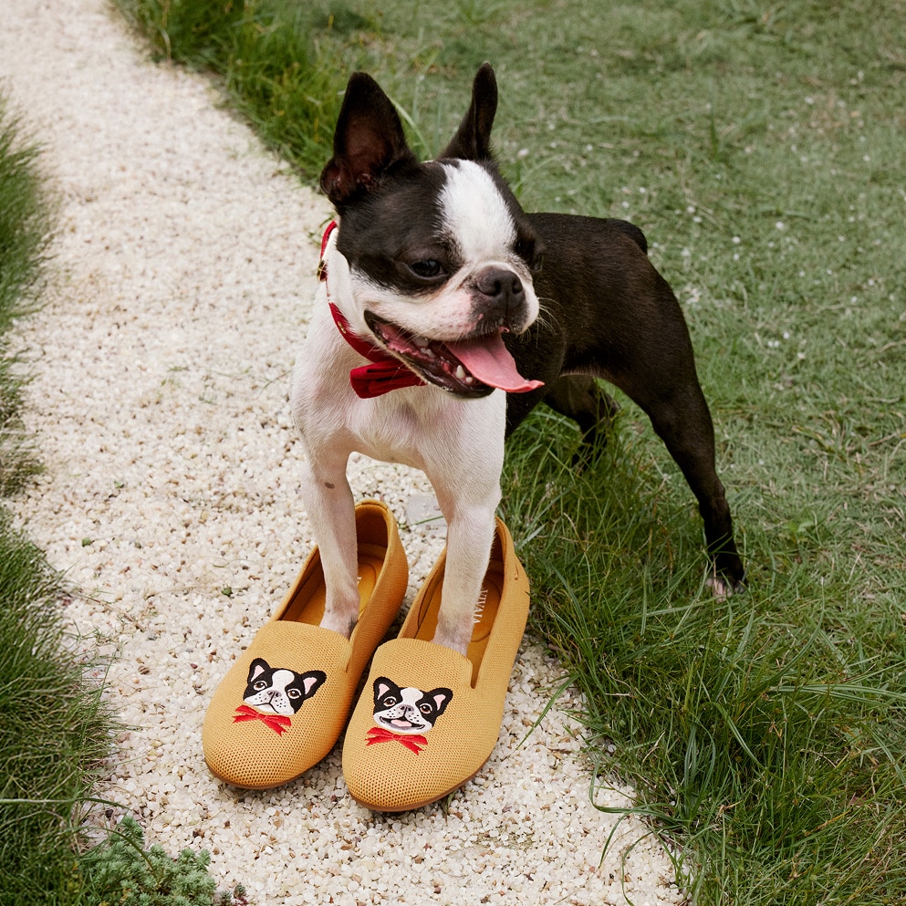 Round-Toe Embroidered Loafers (Audrey), GINGER YELLOW - FRENCH