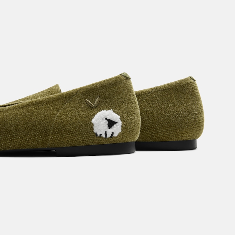 Round-Toe Embroidered Loafers (Audrey), OLIVE DRAB - BLACKNOSE SHEEP, EU37 | VIVAIA