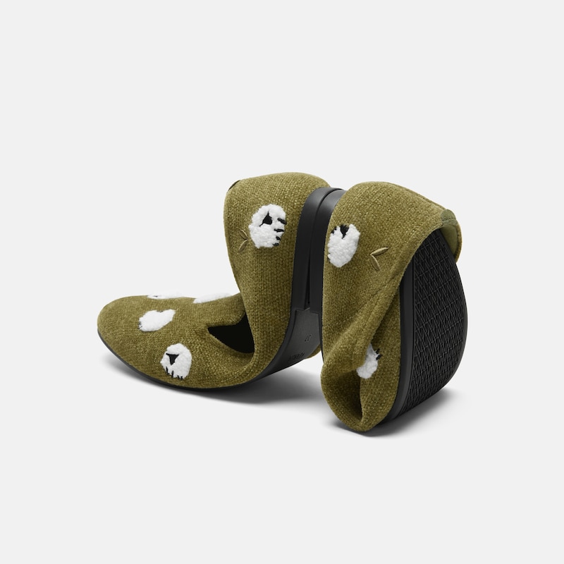 Round-Toe Embroidered Loafers (Audrey), OLIVE DRAB - BLACKNOSE SHEEP, EU37 | VIVAIA