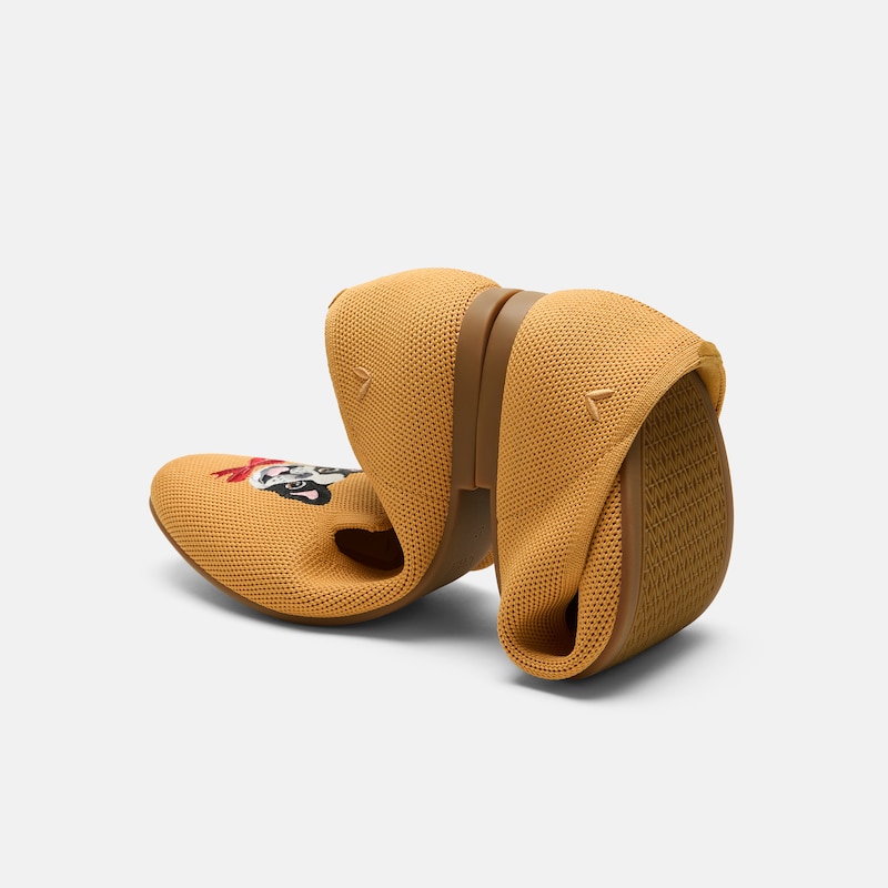 Round-Toe Embroidered Loafers (Audrey), GINGER YELLOW - FRENCH BULLDOGS, EU35 | VIVAIA