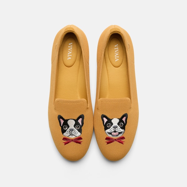 Round-Toe Embroidered Loafers (Audrey)