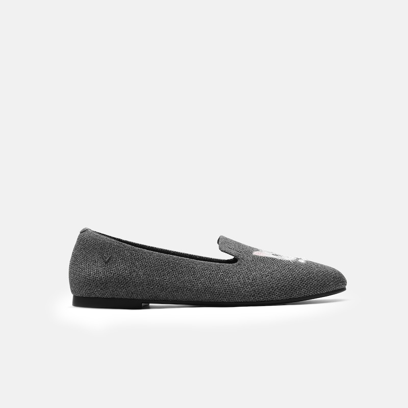 Round-Toe Embroidered Loafers (Audrey), RICH GREY - SILVER BRITISH CAT, EU37 | VIVAIA