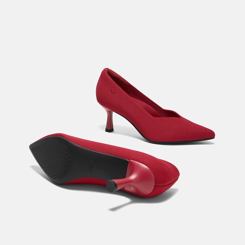 Pointed-Toe Mid Heels (Anna), RUBY RED, EU35 | VIVAIA