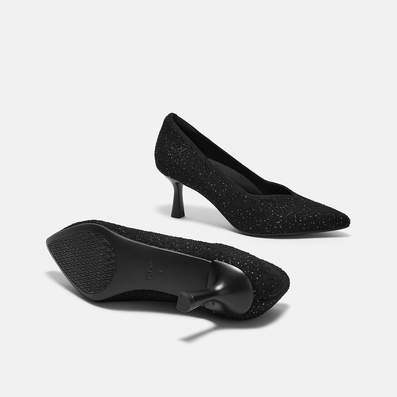 Pointed-Toe Mid Heels (Anna), SILVER BLACK, EU38 | VIVAIA