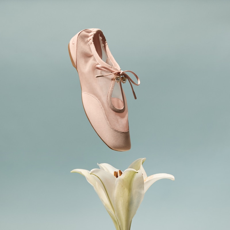 Square-Toe Organza Sneakerinas (Ciara), Peach Blush, EU38 | VIVAIA