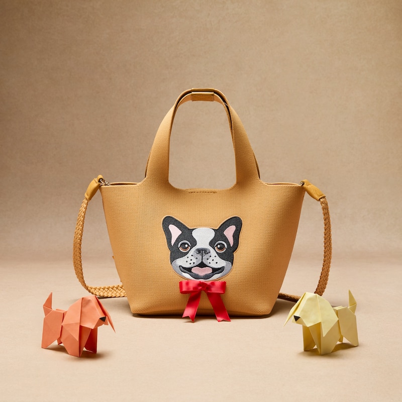 The Mini Tote (Anita), Ginger Yellow - French Bulldogs, one-size | VIVAIA