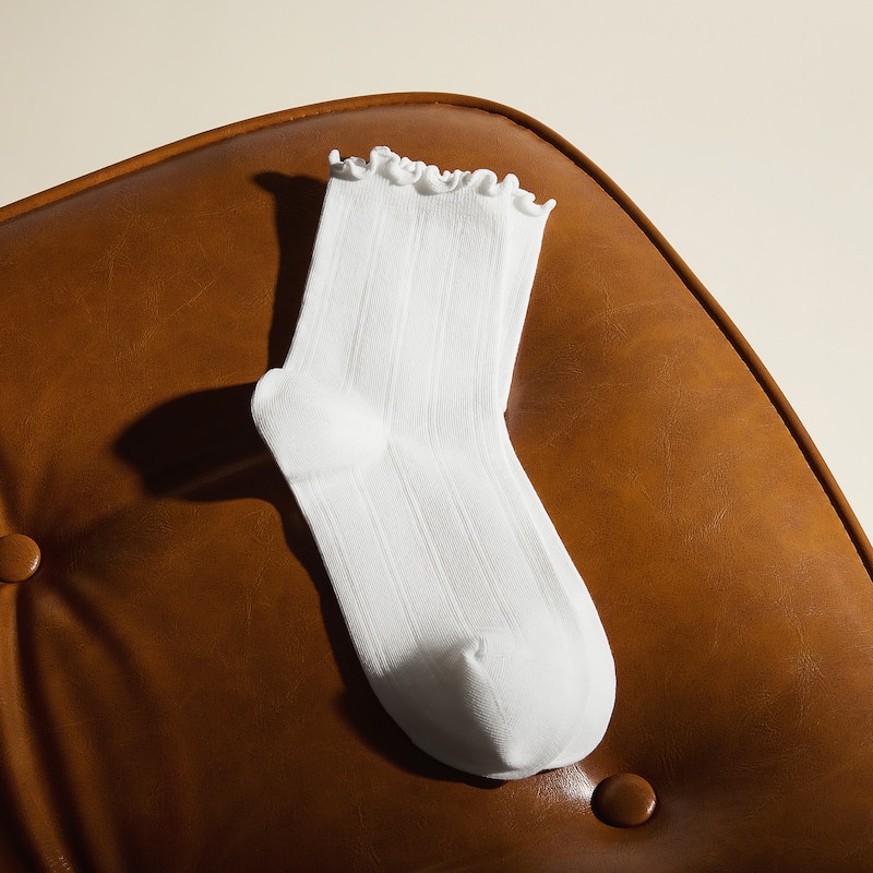 3-Pair Ruffle Crew Socks (Marion), White, one-size | VIVAIA