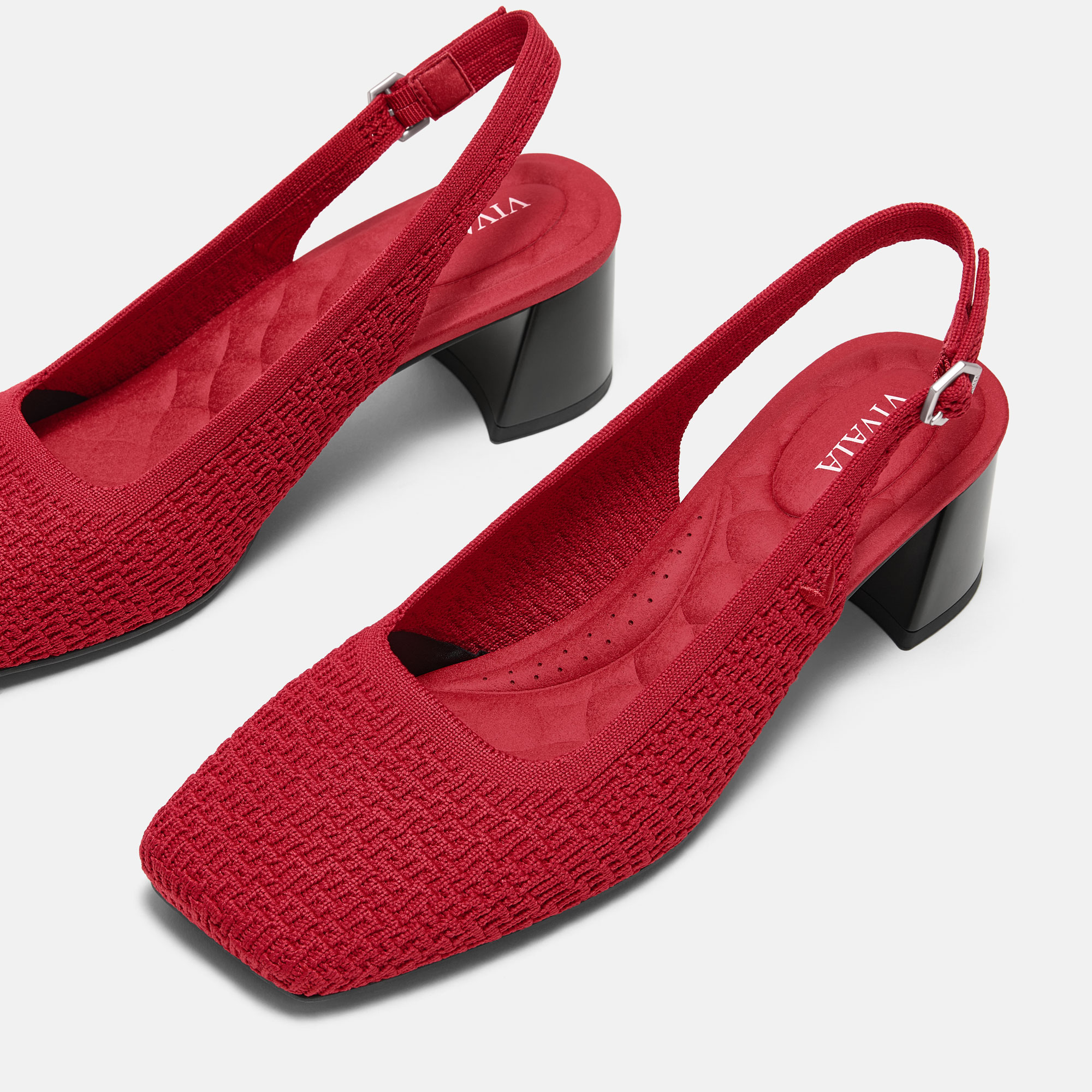 Margot Slingback Heels (Mikko), Ruby Red Organic Ripple, EU35 | VIVAIA