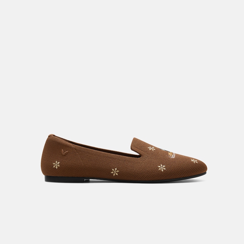 Round-Toe Embroidered Loafers (Audrey), TAWNY - BEAGLE SLED, EU35 | VIVAIA