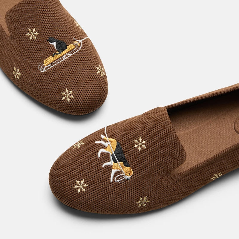 Round-Toe Embroidered Loafers (Audrey), TAWNY - BEAGLE SLED, EU35 | VIVAIA