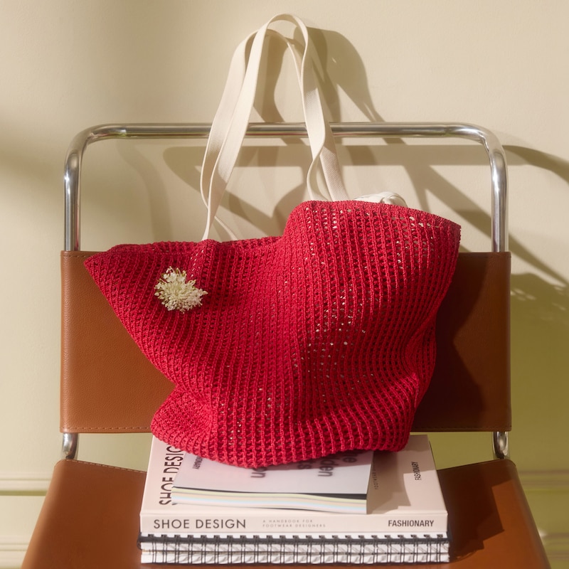 Paper Yarn Tote (Percie), RUBY  RED, one-size | VIVAIA