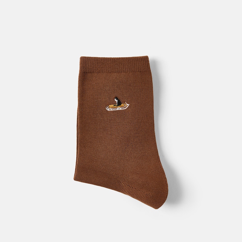 1 Pair Animal Jacquard Crew Socks (Aubrey), TAWNY - BEAGLE SLED, one-size | VIVAIA