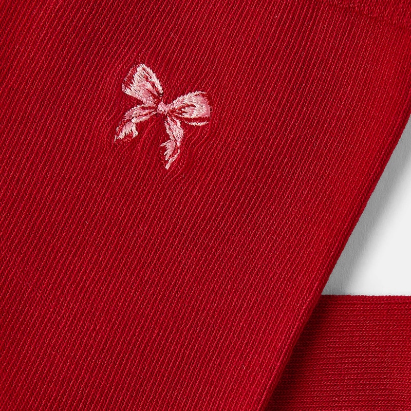 1 Pair Animal Jacquard Crew Socks (Aubrey), RUBY RED - VINTAGE BOW, one-size | VIVAIA