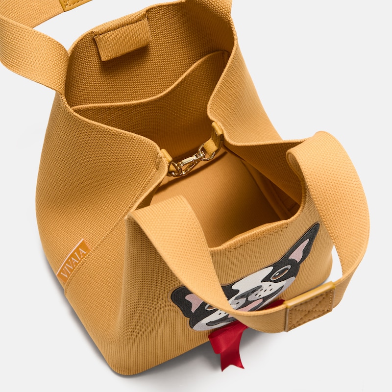 The Mini Tote (Anita), Ginger Yellow - French Bulldogs, one-size | VIVAIA