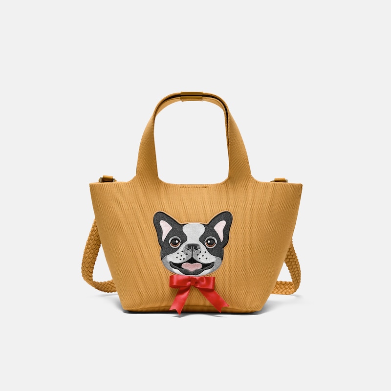 The Mini Tote (Anita), Ginger Yellow - French Bulldogs, one-size | VIVAIA