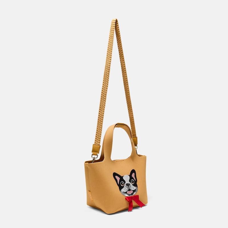 The Mini Tote (Anita), Ginger Yellow - French Bulldogs, one-size | VIVAIA