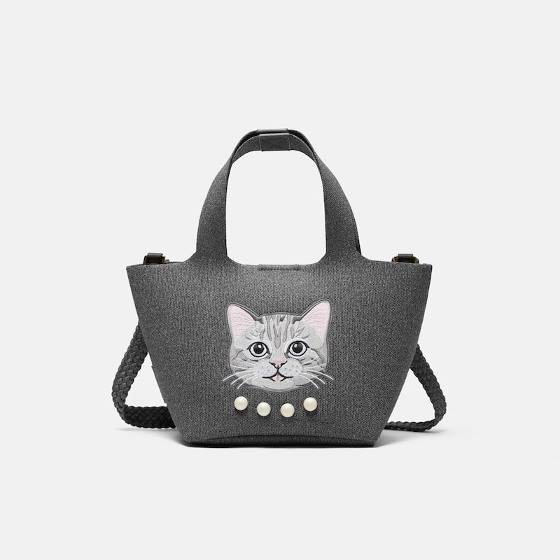 The Mini Tote (Anita), Rich Grey - Silver British Cat, one-size | VIVAIA