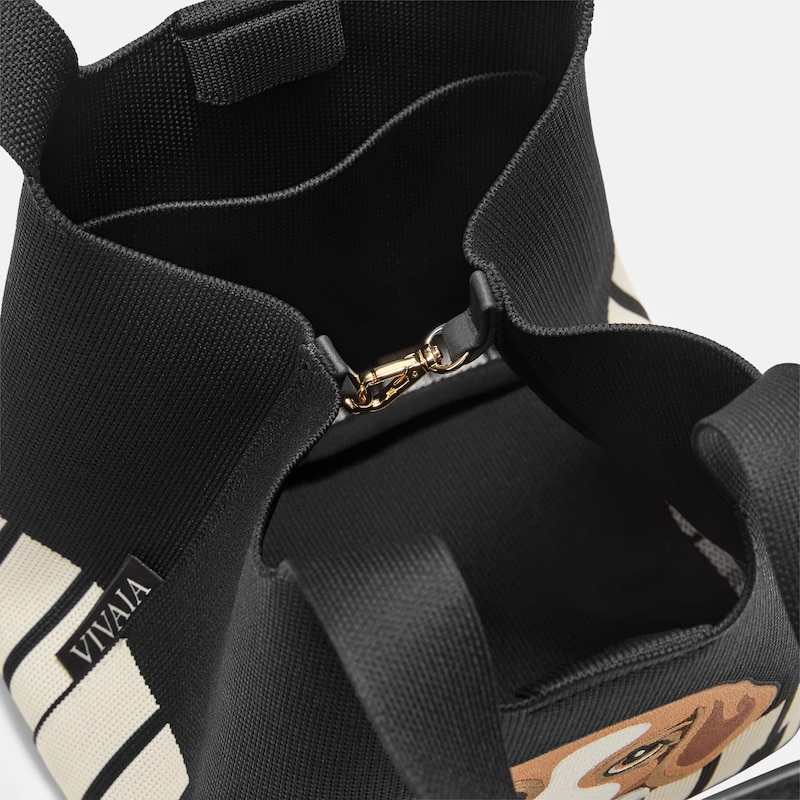 The Mini Tote (Anita), Black & Light Apricot - Piano Beagles, one-size | VIVAIA