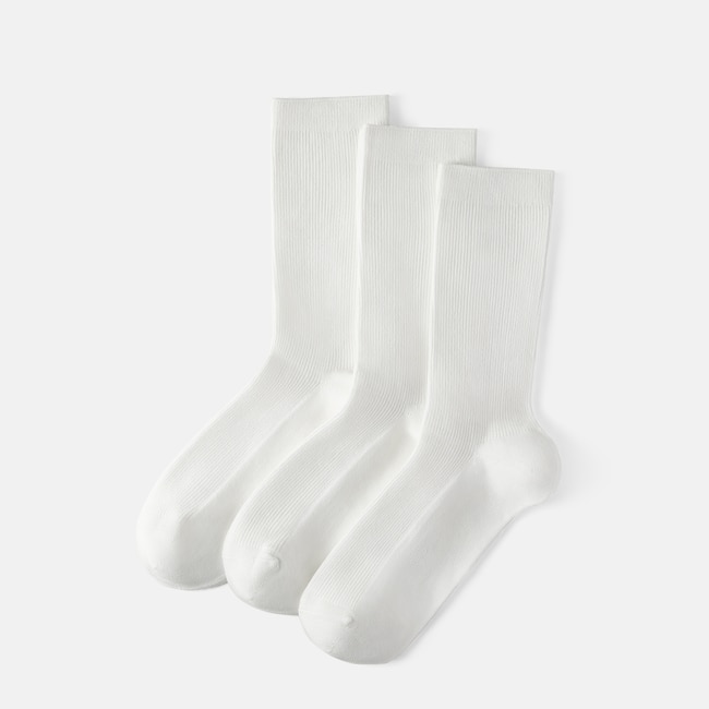 3-Pair Slouch Crew Socks (Keena) - White