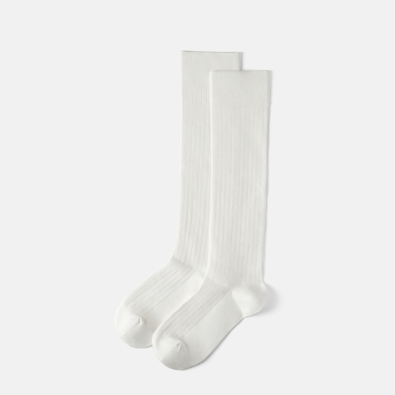 2-Pair Over-the-Calf Ribbed Socks (Luis), WHITE + BLACK, one-size | VIVAIA