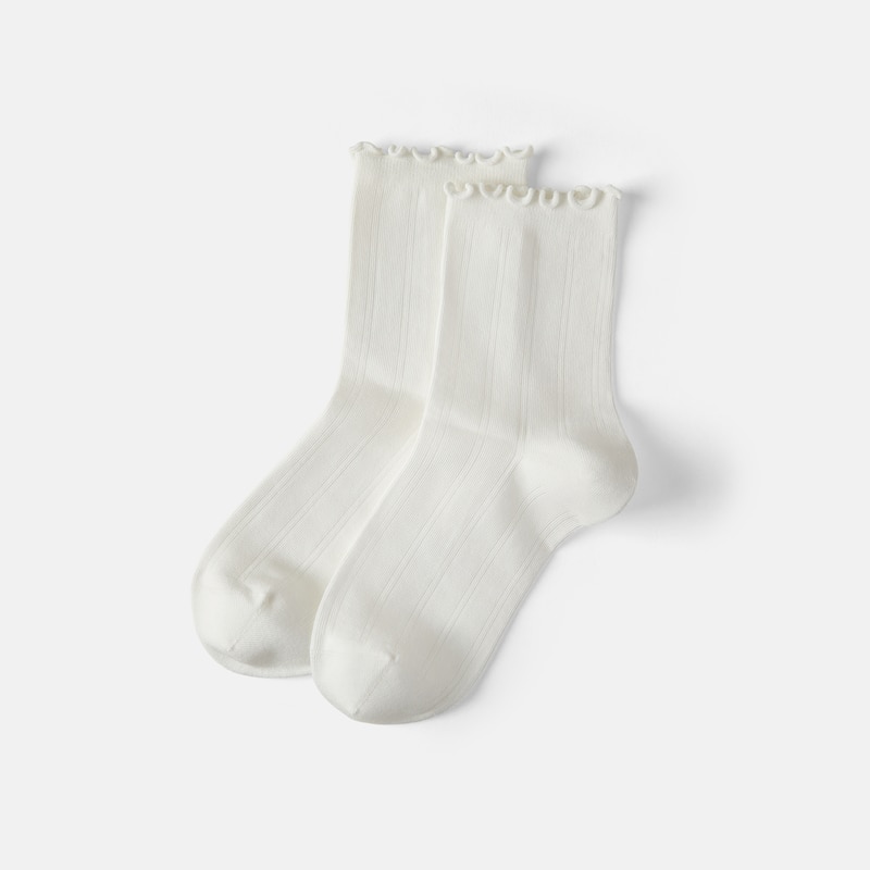 3-Pair Ruffle Crew Socks (Marion), White, one-size | VIVAIA