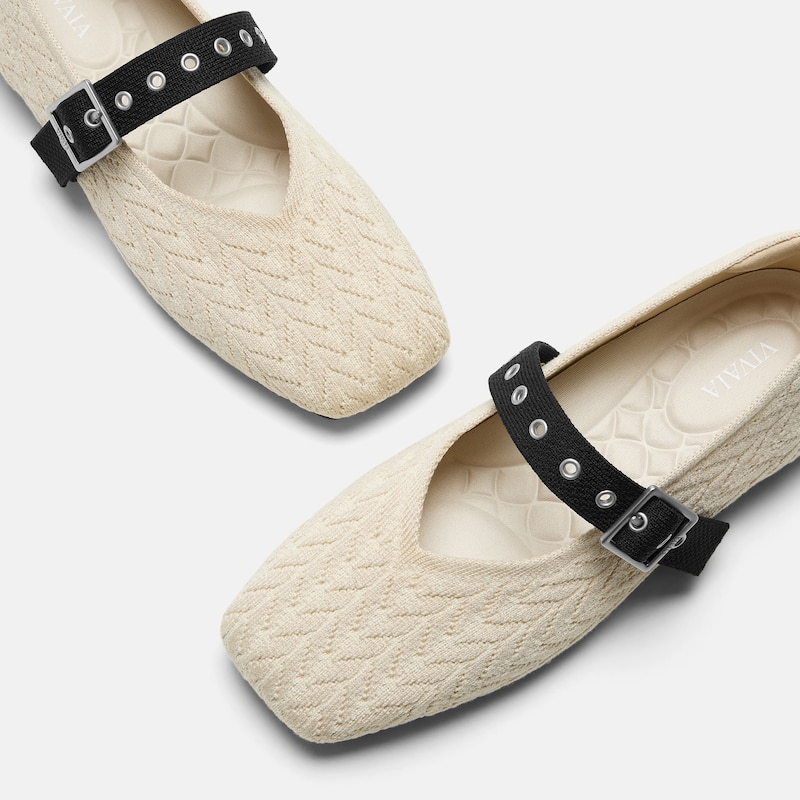 Square-Toe Margot Mary Jane (Myriel), CREAM IVORY & BLACK, EU38 | VIVAIA
