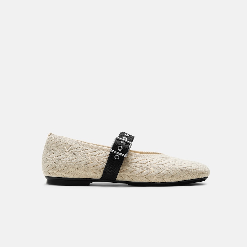 Square-Toe Margot Mary Jane (Myriel), CREAM IVORY & BLACK, EU38 | VIVAIA