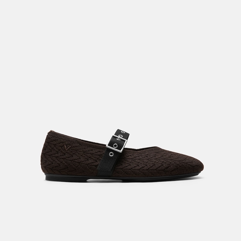 Square-Toe Margot Mary Jane (Myriel), DARK CHOCOLATE & BLACK, EU35 | VIVAIA