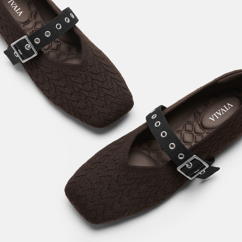Square-Toe Margot Mary Jane (Myriel), DARK CHOCOLATE & BLACK, EU35 | VIVAIA