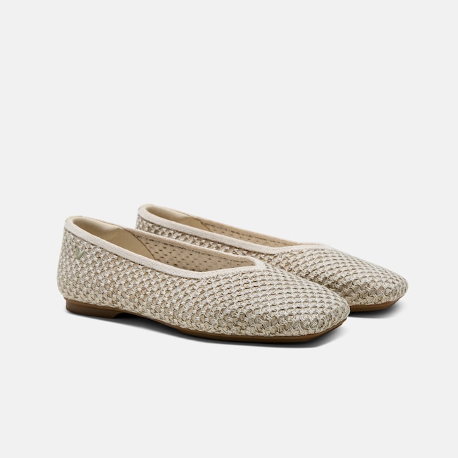 Square-Toe Margot V-Cut Flats (Margot 3.0) - Doeskin  Olive