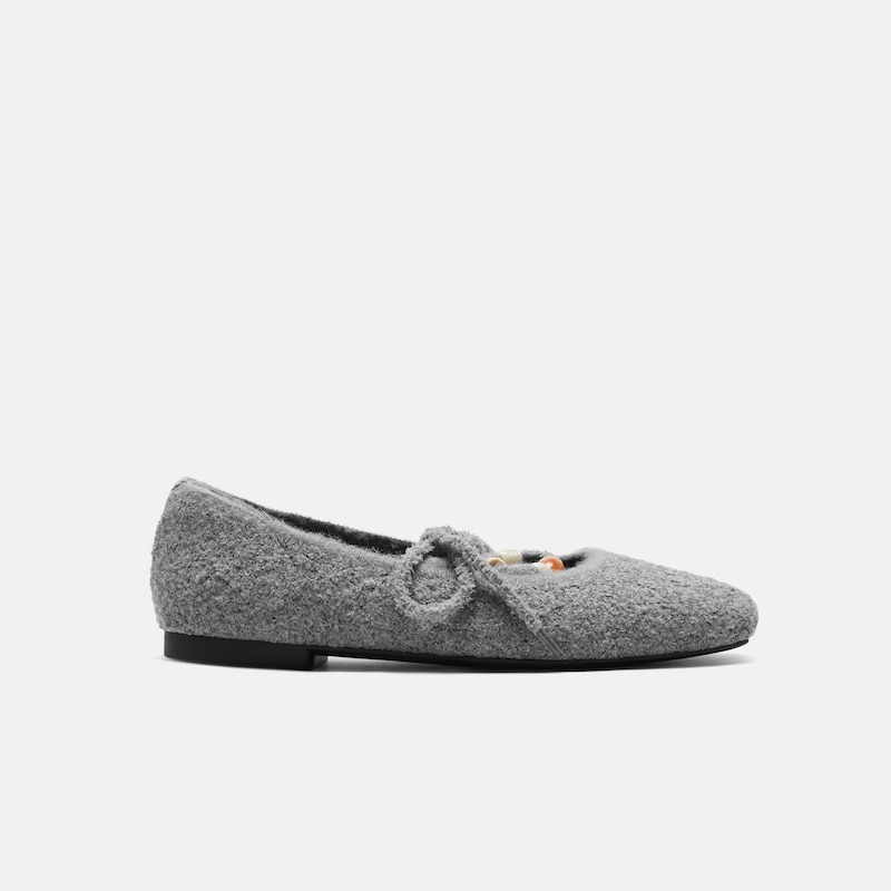 Square-Toe Lace-Up Mary Janes (Miley), Rich Grey, EU39 | VIVAIA