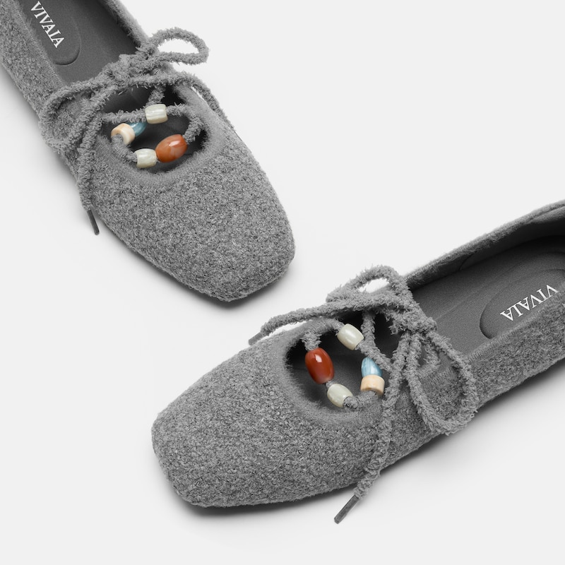Square-Toe Lace-Up Mary Janes (Miley), Rich Grey, EU39 | VIVAIA