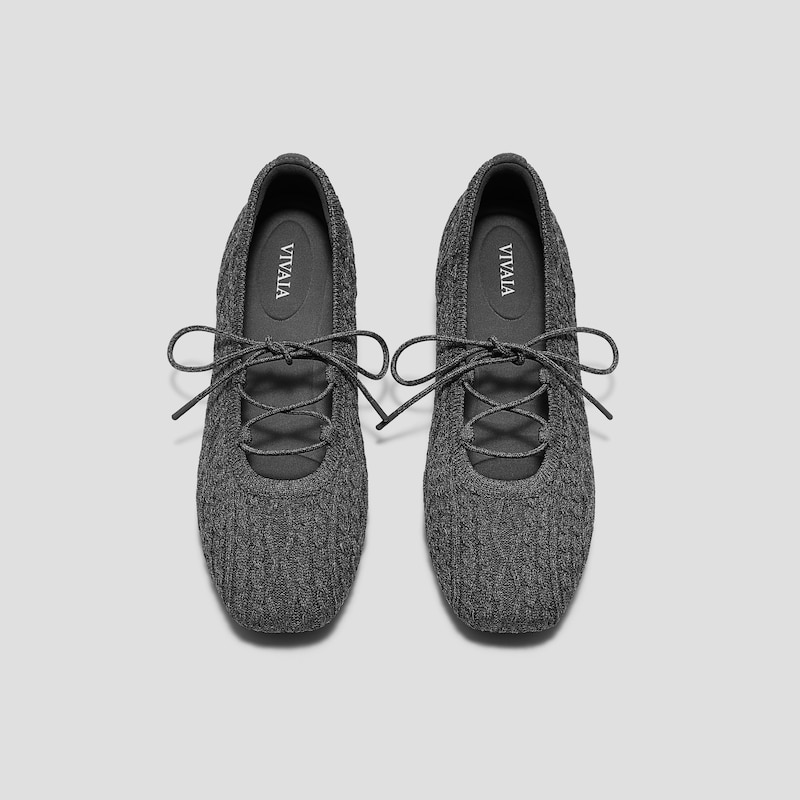 Square-Toe Lace Up Mary-Jane (Miley), RICH GREY CABLE KNIT, EU39.5 | VIVAIA