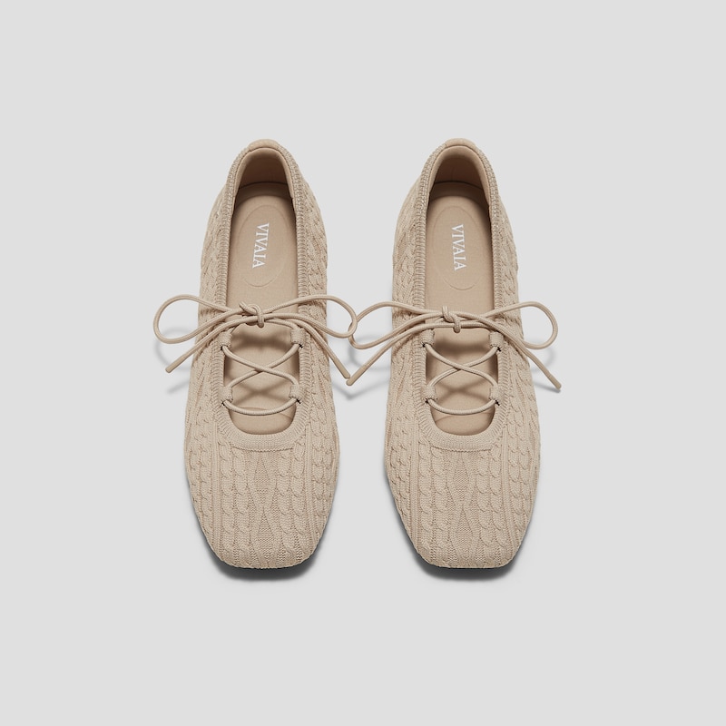 Square-Toe Lace Up Mary-Jane (Miley), ALMOND CABLE KNIT, EU40.5 | VIVAIA