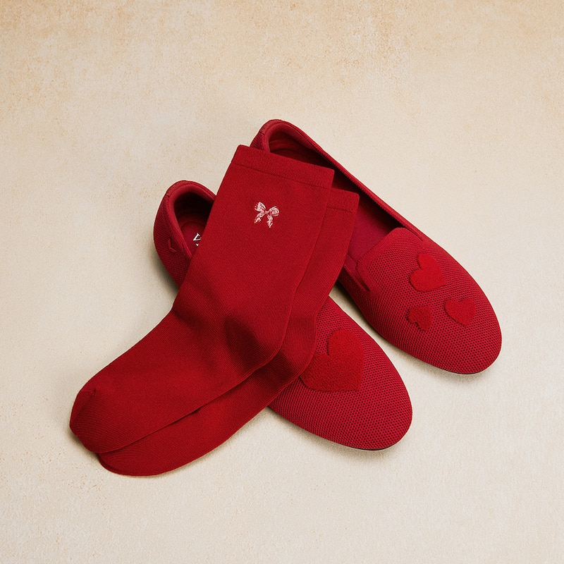 1 Pair Animal Jacquard Crew Socks (Aubrey), RUBY RED - VINTAGE BOW, one-size | VIVAIA