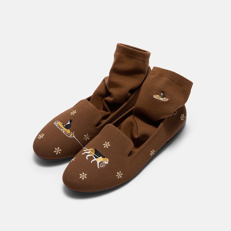 Round-Toe Embroidered Loafers (Audrey), TAWNY - BEAGLE SLED, EU39 | VIVAIA