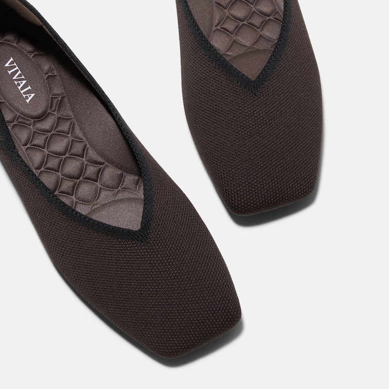 Square-Toe Flats (Maro), Dark Chocolate & Black, EU36.5 | VIVAIA