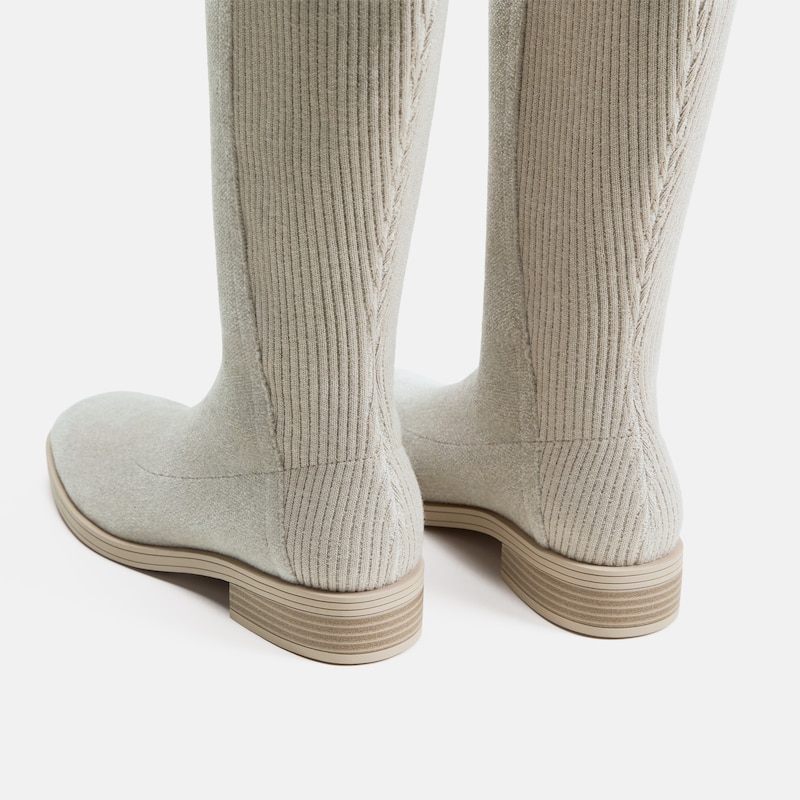 Square-Toe Knee-High Boots (Aida), Vintage Khaki, EU39 | VIVAIA