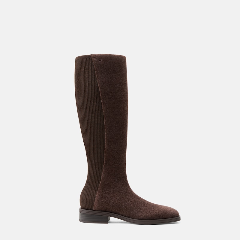 Square-Toe Knee-High Boots (Aida), Dark Chocolate, EU37 | VIVAIA