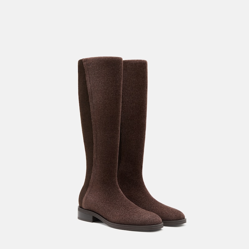 Square-Toe Knee-High Boots (Aida), Dark Chocolate, EU37 | VIVAIA