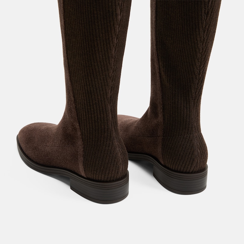 Square-Toe Knee-High Boots (Aida), Dark Chocolate, EU37 | VIVAIA