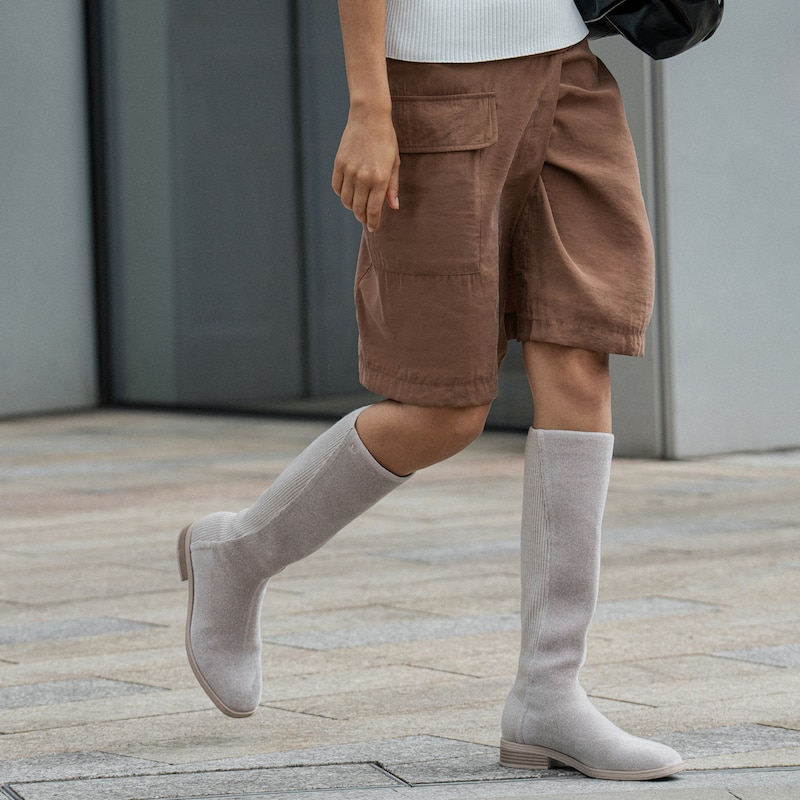 Square-Toe Knee-High Boots (Aida), Vintage Khaki, EU39 | VIVAIA