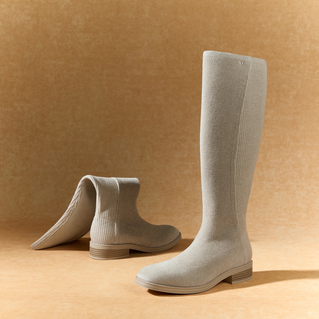Square-Toe Knee-High Boots (Aida), Vintage Khaki, EU35 | VIVAIA