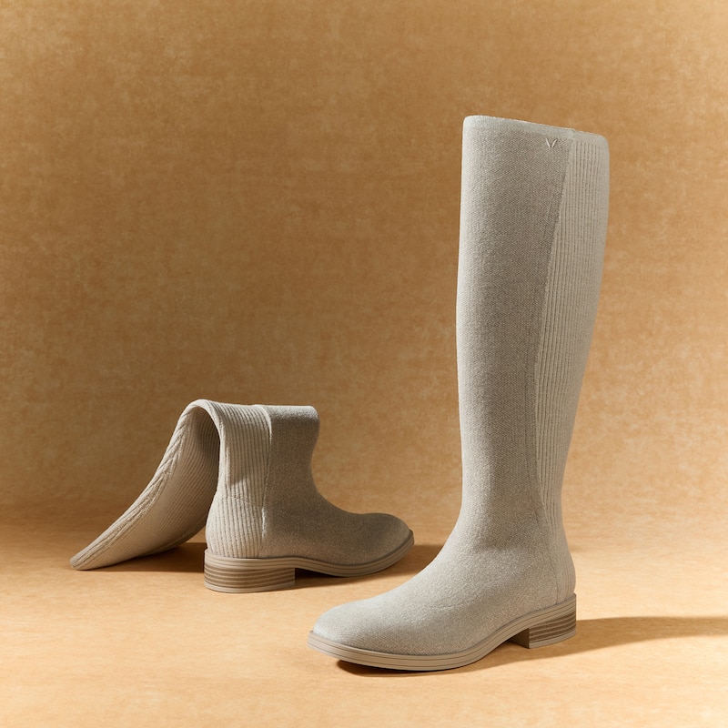 Square-Toe Knee-High Boots (Aida), Vintage Khaki, EU39 | VIVAIA
