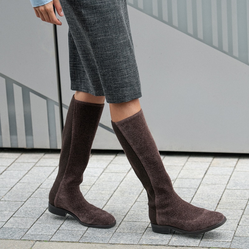 Square-Toe Knee-High Boots (Aida), Dark Chocolate, EU37 | VIVAIA