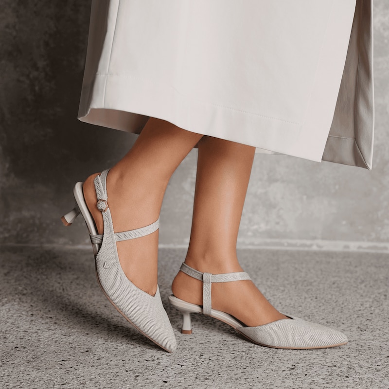 PointEase™ Slingback Heels (Sylvan), Stone Grey Metallic, EU37.5 | VIVAIA