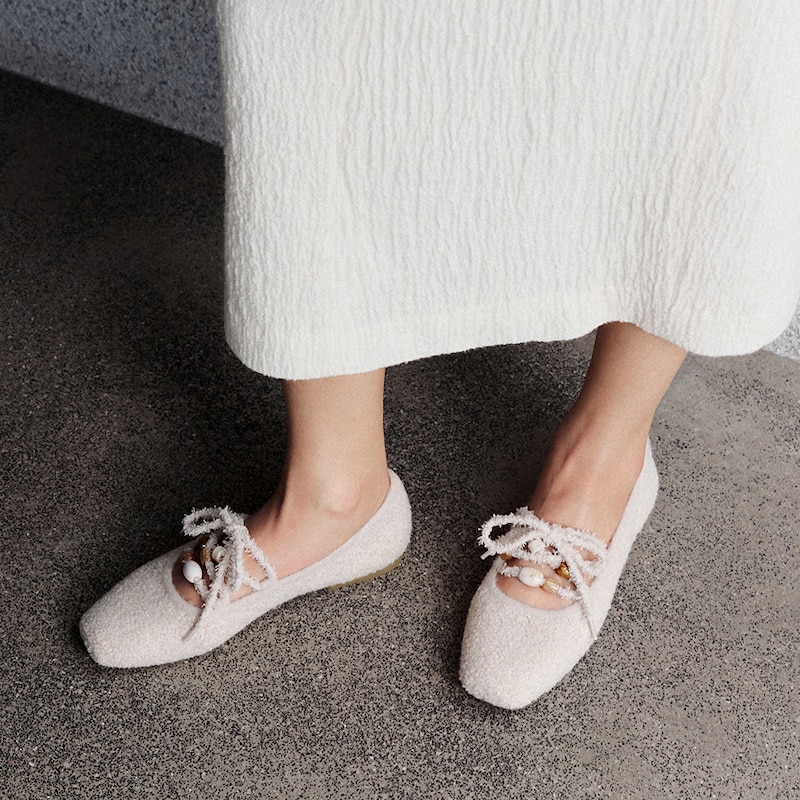 Square-Toe Lace-Up Mary Janes (Miley), CREAM IVORY, EU38 | VIVAIA
