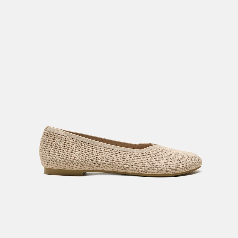 Wide Toe Knit Box Flats (Tia), Almond, EU39 | VIVAIA